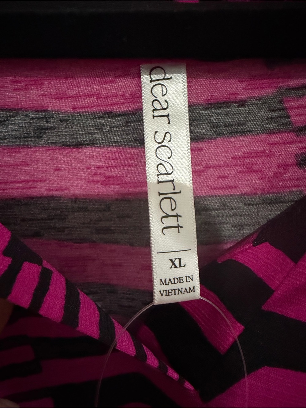 Dear Scarlett Fuchsia & Black Geometric Stripe Long-Sleeve Top - Picture 4 of 5